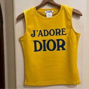 Jadore Dior Gold Navy Sleeveless Tank Top made in Italy EU 40 US 8